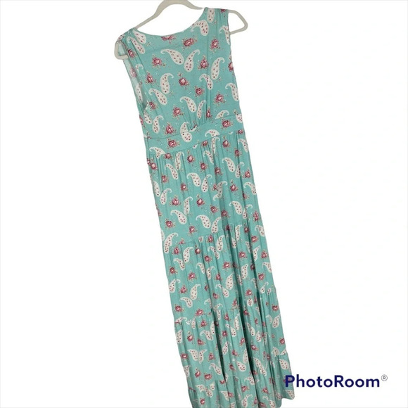 Garnet Hill soft flowy mint green maxi with paisley XS - Picture 2 of 4